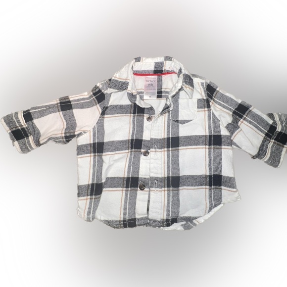 Carter’s Newborn 3 Piece Plaid Flannel Button-Up Shirt and Corduroy Pant Set - Picture 3 of 7